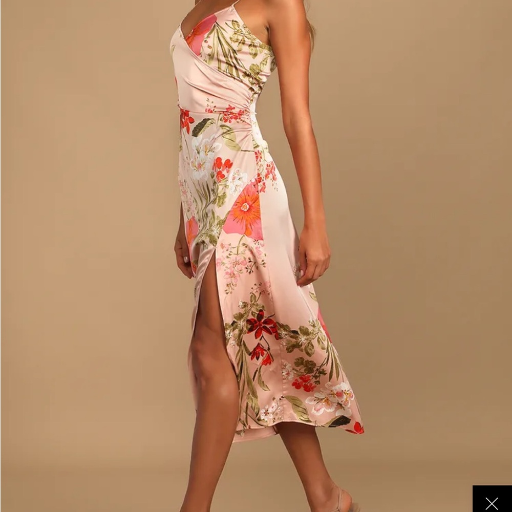 Brand new satin dress with floral print
